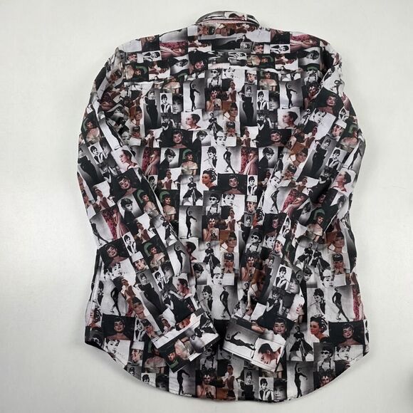 Audrey Hepburn Print Eight X Premium Slim Fit Button Down Shirt Mens Medium - Picture 7 of 8